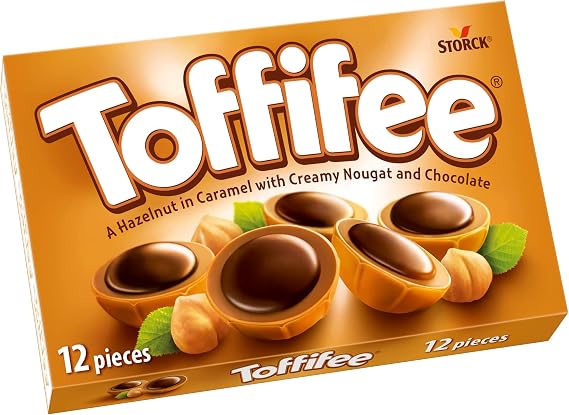 Toffifee Chewy Nougat Caramel Cups with Hazelnut and Chocolate, 12 Pieces (Pack of 20)