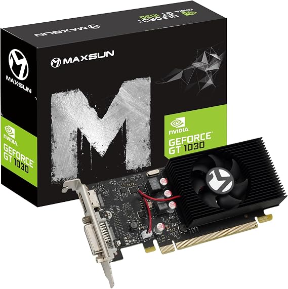 maxsun GEFORCE GT 1030 2GB GDDR5 64-Bit Video Graphics Card GPU PCIe 3.0 DirectX 12 ITX HDCP DVI HDMI SFF Low Profile Ready Fast Performance Than 2GD4