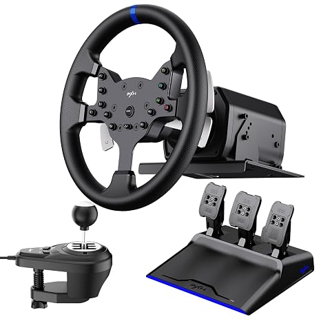 PXN V99 Force Feedback Lenkrad mit Pedalen und Schalthebel - Wie Neu - Rennlenkrad - 270°/900° Gaming Lenkrad für PC Xbox One Xbox Series X|S und PS4 32Nm Rennlenkrad mit Hall-Pedalen