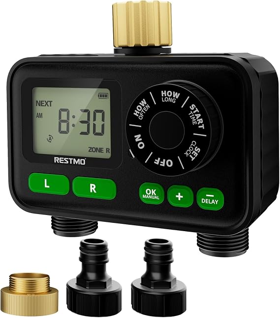 RESTMO Irrigation Timer Hose Timer for Outdoor Hose Faucet 2 Zones