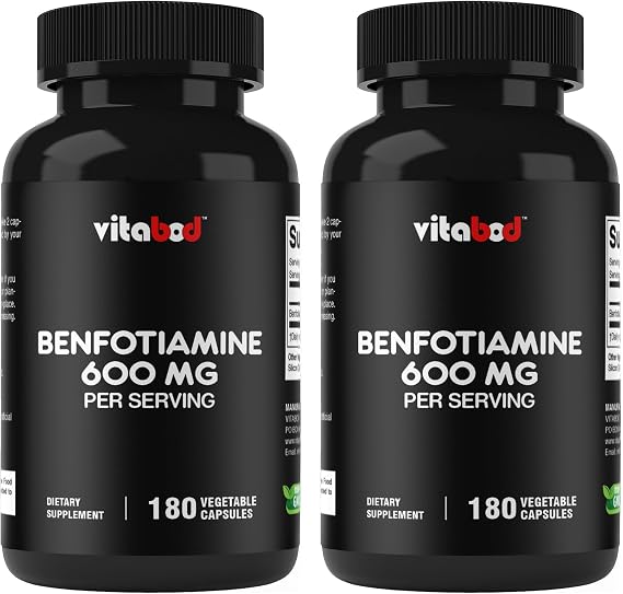 Vitabod Benfotiamine 600mg 180 Vegetarian Capsules - Made in USA - 2 Pack