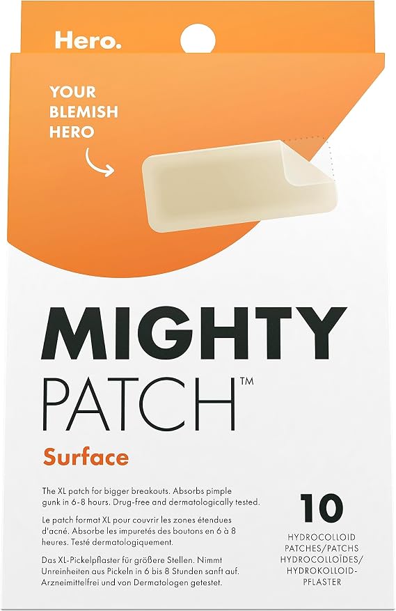 Hero Mighty Pimple Patches Surface XL Spot Patches Acne Treatment 10 Count