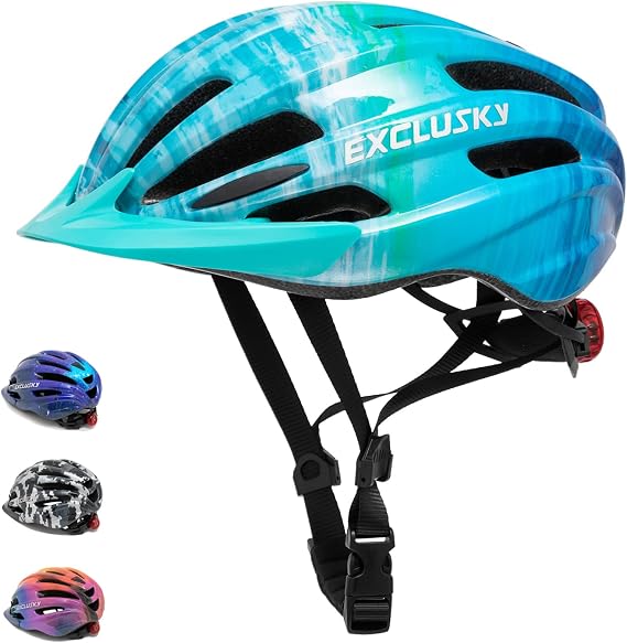 Exclusky Kids Bike Helmet with LED Light Adjustable Multi-Sport Youth Helmet for Boys & Girls, Ages 5-12, Fits 50-57cm, Cycling Safety Gear