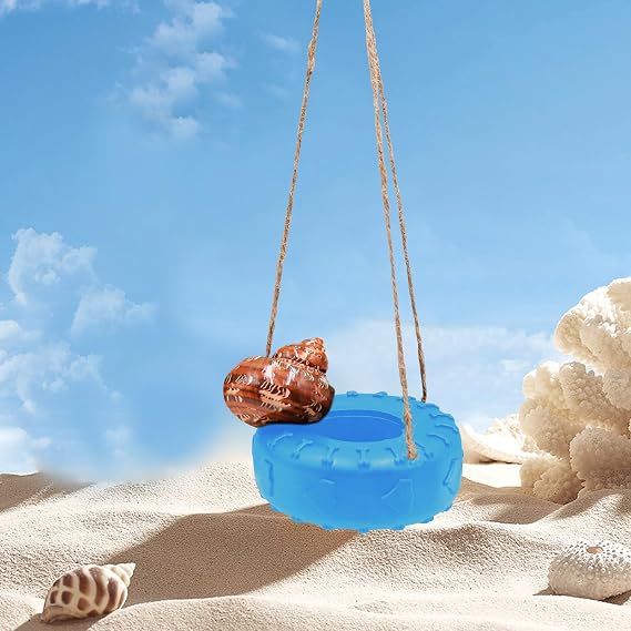 Hermit Crab Tire Swing Toy, Hermit Crab Climbing Toy, Reptile Tank Aquarium Decoration Accessory, Suitable for Small to Medium Sized Hermit Crabs, 3.7 Inches in Diameter