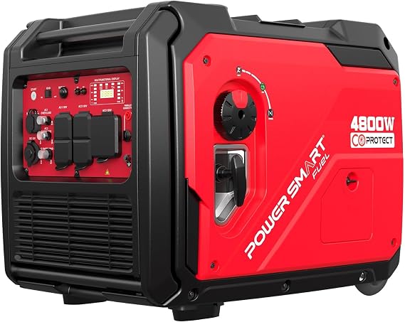 PowerSmart 4800W Inverter Generator,Parallel Ready&Electric Start Super Quite Gas Powered,RV Ready with 30A Outlet, EPA & CARB Compliant for Home Backup, Camping,Portable Power Station