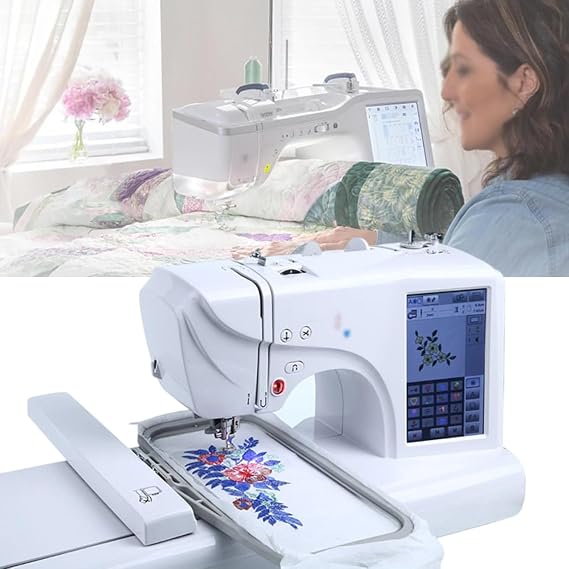 Computerised Digital Sewing Machine Embroidery Quilting Machine, Electric Embroidery Machine, 158 Built-in Patterns, 7'' Large LCD Touchscreen for Home Use