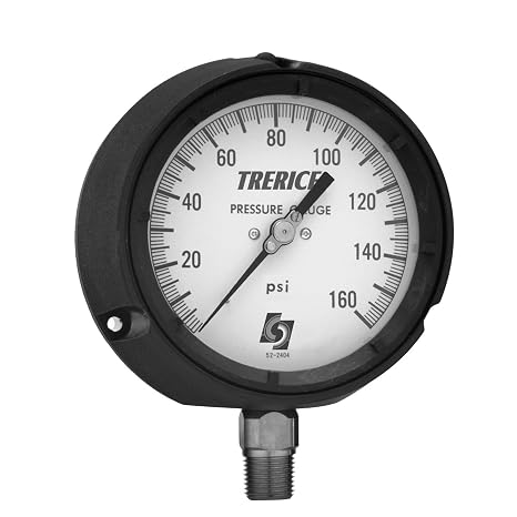 Trerice 450B4502LA30/30 Process Gauge, 4.5" dial, 30" Hg to 30 psi, 1/4" NPT Brass Connection, Lower Mount