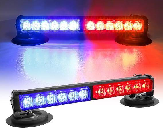 LED Rooftop Strobe Beacon Light Bar,Wireless Rechargeable Emergency Warning Strobe Light,17 Flashing Modes,High Brightness Red Blue Police Strobe Lights for 12/24V Truck Car,Waterproof