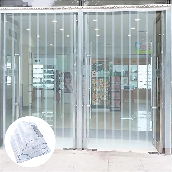 IBOWZ Freezer Room PVC Strip Curtain PVC Door Curtain Transparent PVC Strip Door PVC Material 1.2mm Multifunctional Plastic Door Curtain
