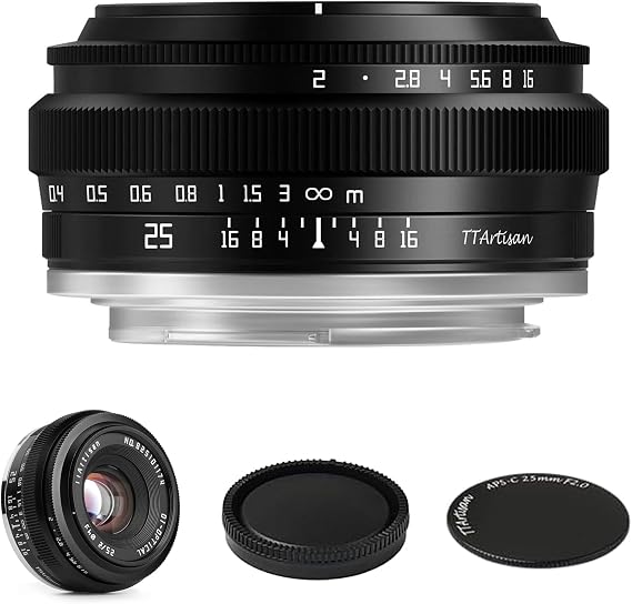 TTArtisan 25mm F2 Wide-Angle APS-C Camera Lens Large Aperture for M43 Mount
