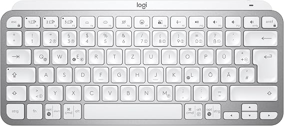 Logitech MX Keys Mini Wireless Keyboard Compact Bluetooth Backlit USB-C Compatible with Apple macOS iOS Windows Linux Android Metal Case - Light Grey
