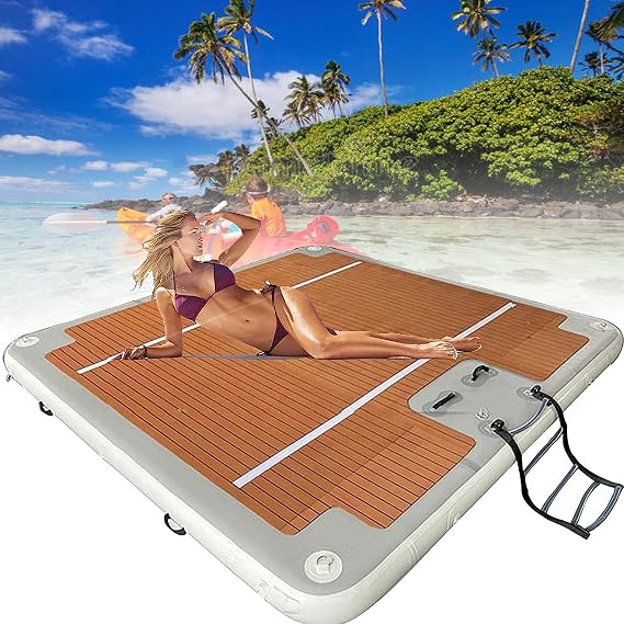 Inflatable Floating Dock Platform for Pool Beach Ocean with Air Pump