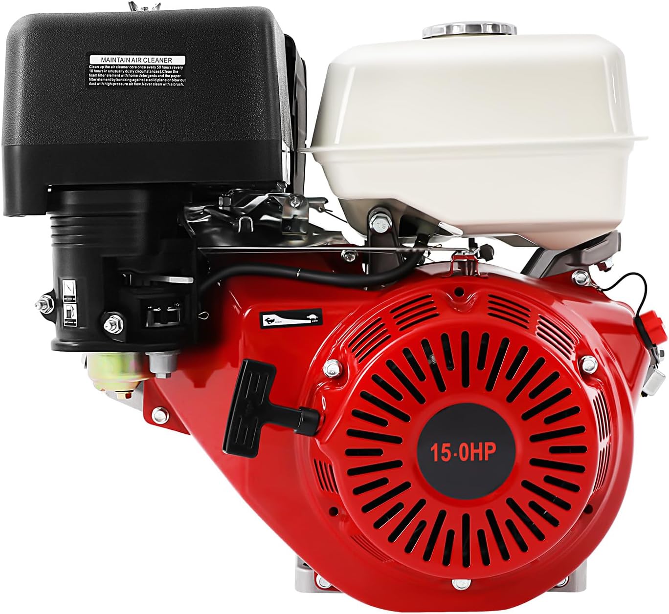 Petrol Engine 15 PS Engine 4 Stroke Engine 420cc 8800W 3600 RPM Single Cylinder Stand Motor with Air Cooling System Oil Lack Protection Low Noise for Water Pumps Go-Karts Lawn Mower Wood Splitter
