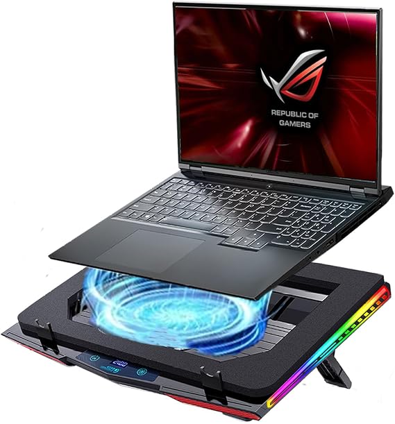 Cooling Pad for Dell Alienware m18 R2 AMD Gaming Laptop,It is a Heat Dissipation Monster with Powerful Turbo Fan Can Fast Cooling, Variable Speed,5 RGB Light Mode,Touch Start