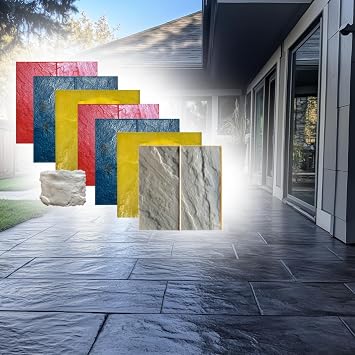 Slate Stone Stamp Mat Set of 8 - Decorative Concrete Stamp Mats with Slate Stone Texture for Driveways and Patios, Durable Polyurethane Made in USA