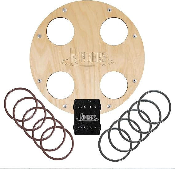 RINGERS - Ring Toss Board-Laser Cut, Wood, Ringers Game, Indoor Ring Toss Game, Outdoor Game, Backyard Games for Adults and Family, Includes 10 Rings
