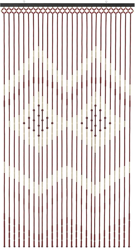 LOYALHEARTDY Natural Wood and Bamboo Beaded Curtain 27 Strands Wooden Doorway Beads Curtain 35.4" W x 68.9" H Handmade Door BeadCurtain for Porch Doorways Dining Room Living Room Bedroom