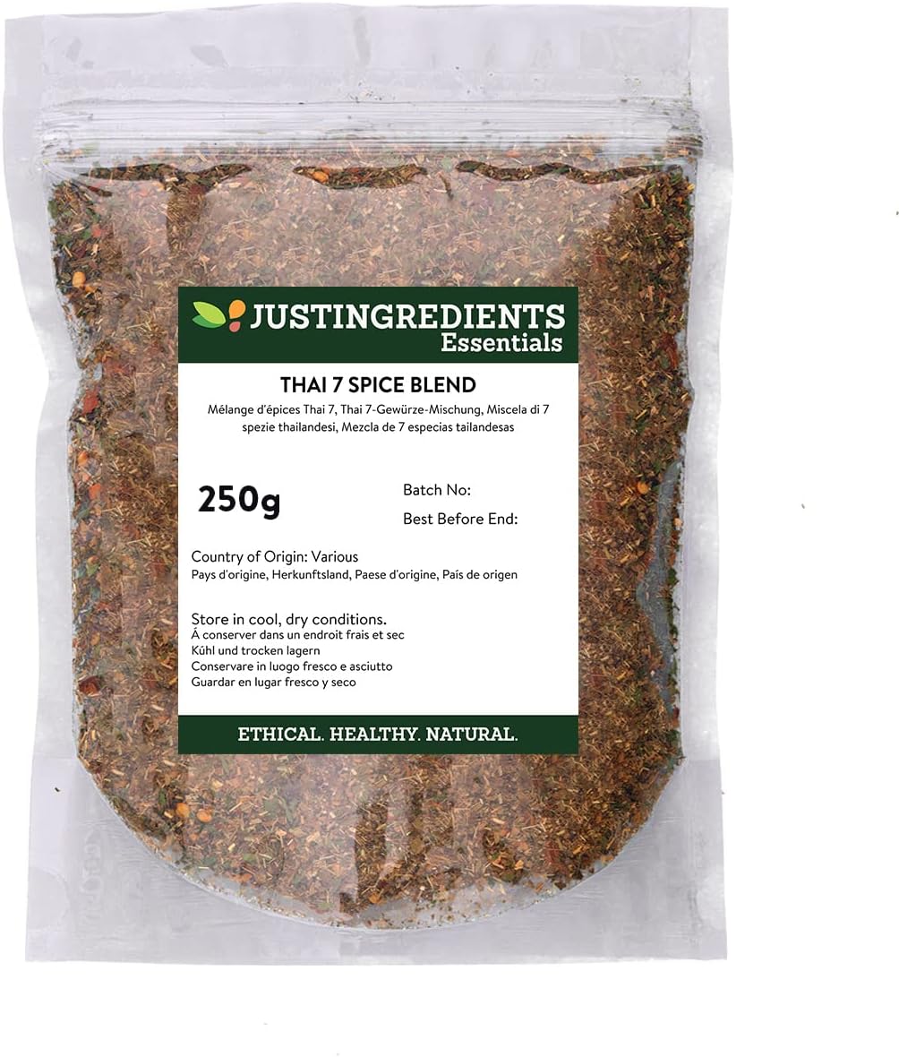 JustIngredients Essentials Thai 7 Spice Blend 250g – Authentic Thai Spice Seasoning with Chilli, Cumin, Garlic, Ginger, Pepper, Cloves & Star Anise, For Cooking, Marinades & Asian Cuisine (Pack of 1)