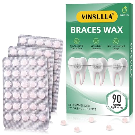 Orthodontic Wax Dots 90 Count, Strawberry, Individually Wrapped for Braces