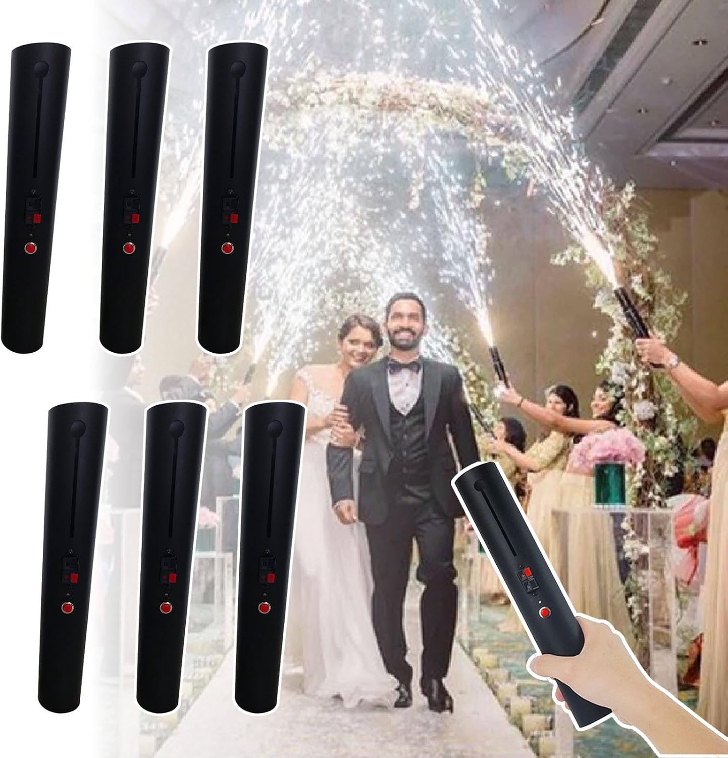Reusable Handheld Firework Machine - Safe, Eco-Friendly, Battery-Powered - Perfect Weddings, Parties, and Outdoor Events,6PCS