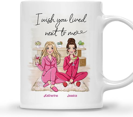 Gossby Personalized Friendship Mug 2 Women - Custom Names BFF Gift Her