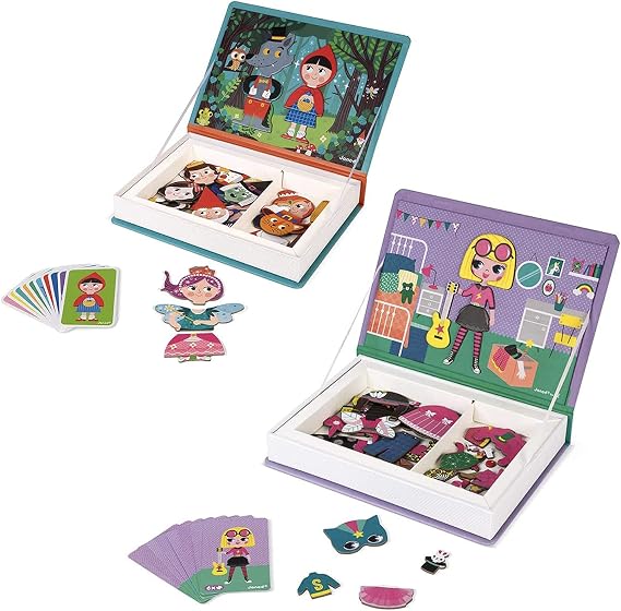 MagnitiBook 2 Pack - Magnetic Girl Costumes Dress Up and Magnetic Fairy Tales Mix and Match - 126 Piece Set - Magnetic Learning Game for Creativity and Motor Skills - STEM Toy for Ages 3+ J02718 and