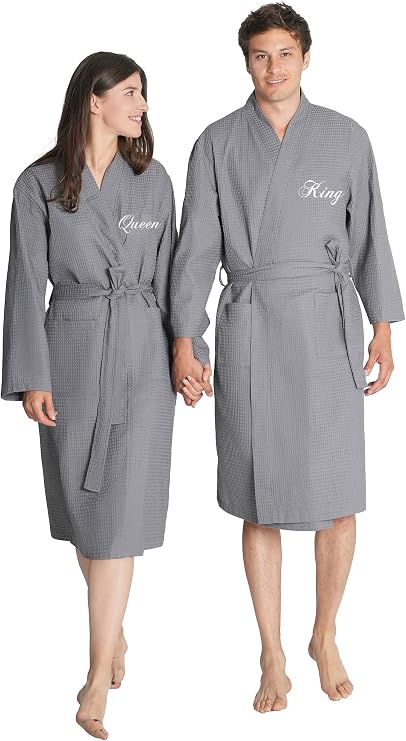 AW BRIDAL Mr and Mrs Waffle Knit Robe Set for Wedding Engagement Gifts, Anniversary Matching Robes for Couples, Women and Men