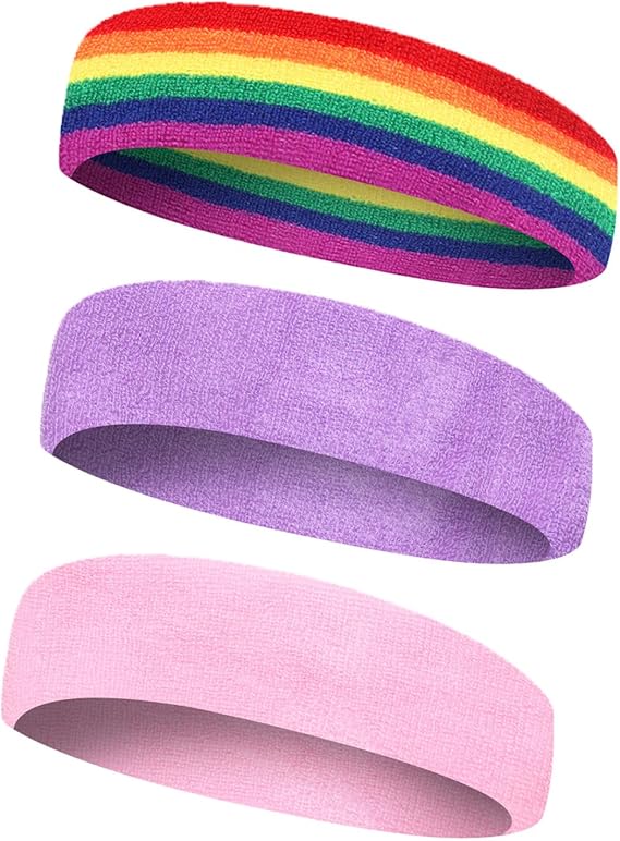 3pcs Workout Headband for Men and Women, Moisture-Wicking Athletic Sweatband, Lightweight Cotton Cloth Bands for Basketball, Tennis, Football, Gym, Running