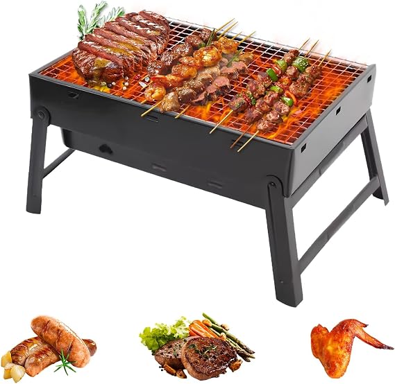Portable BBQ Grill Foldable Barbecue Grill Rack Burning Charcoal Grill