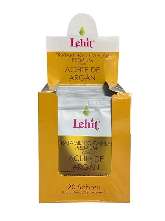 Lehit Tratamiento Capilar Premium con Aceite de Argan, Caja por 20 sobres de 30 Gr.