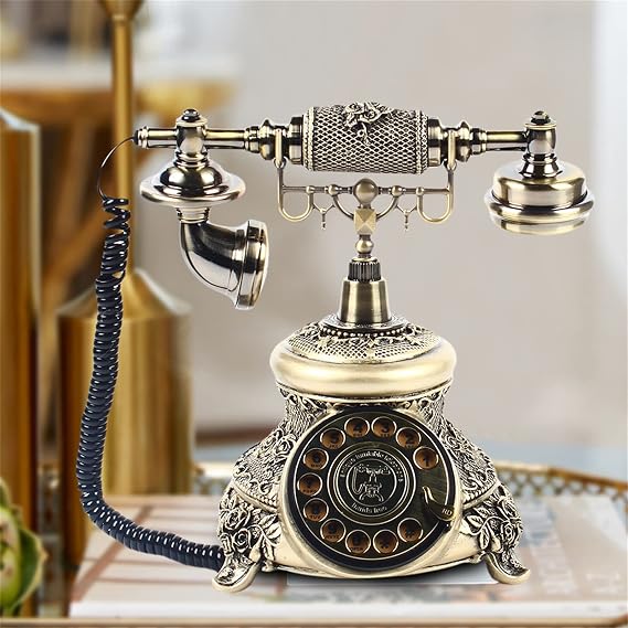AONIYA Antique Phone Vintage Phone Antique Rotary Dial Telephone Retro Landline Telephones European Luxury Retro Phone Decor Old Fashioned Antique Phone for Home Hotel Office Decoration