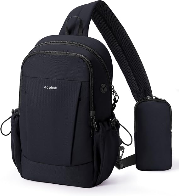 ECOHUB Anti-Theft Crossbody Bag Men Women RFID Blocking Lightweight Sling Backpack Water Resistant for Travel Hiking Outdoor