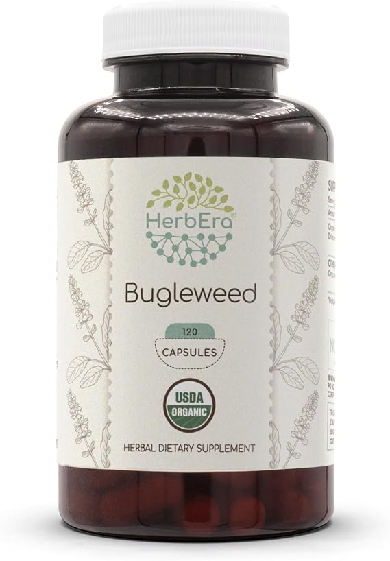 HerbEra USDA Organic Bugleweed Vegan Capsules Cardiovascular & Calm Support, Lycopus Virginicus Dried Herb, Relaxation Capsules, Herbal Supplement (120 Capsules)