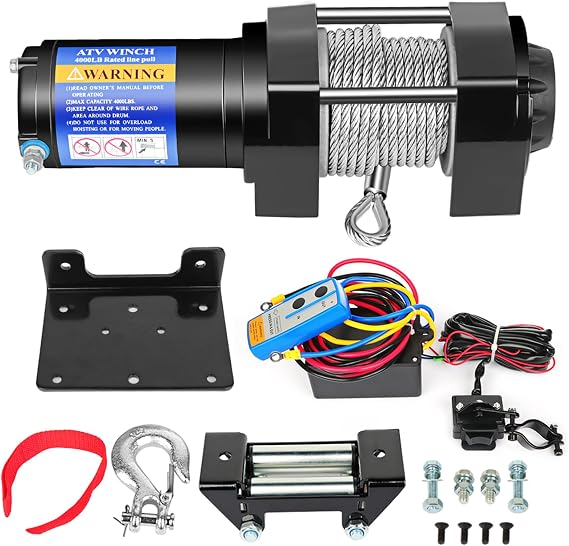 4000LBS winch kit,12V 4000LBS Steel Cable Winch