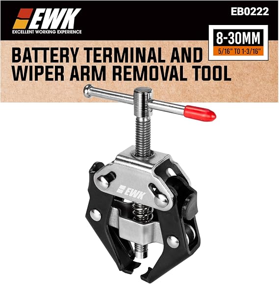 EWK 8-30mm (5/16" to 1 3/16") Battery Terminal and Wiper Arm Removal Tool, Windshield Wiper Arm Puller, Adjustable and Damage Free Puller for Car Repair
