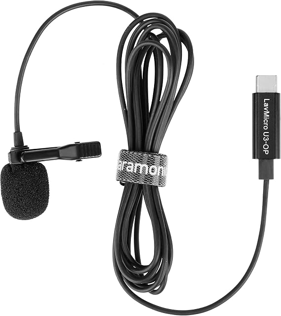 Saramonic Kompakt Klipsli Çok Yönlü Lavalier Mikrofonu DJI Osmo Pocket & DJI Pocket 2 6,6 inç (2 m) Kablo ve USB-C Konektör (LavMicro U3-OP), Siyah, LAVMICROU3-OP