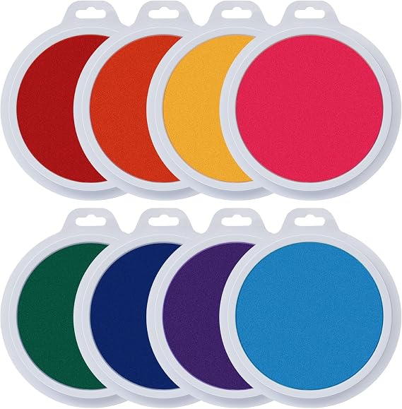 7-Inch Extra-Large Washable Rainbow Stamp Pads for Kids Vibrant Ink Set for Handprint Art, Card Making, Fabric Painting & Creative Crafting