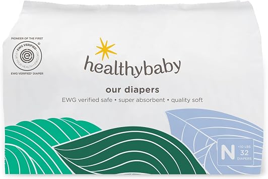 Our Diapers | The First EWG Verified & Microbiome-Friendly Diaper | Size NB <10 lbs 32 Count | 12-Hour Leak Protection | Made with Organic Cotton & Plant-Derived Materials | Totally Chlorine Free