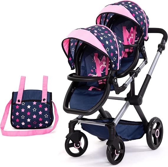 Bayer Design Twin dolls pram with bag, adjustabl, seats variable fixable
