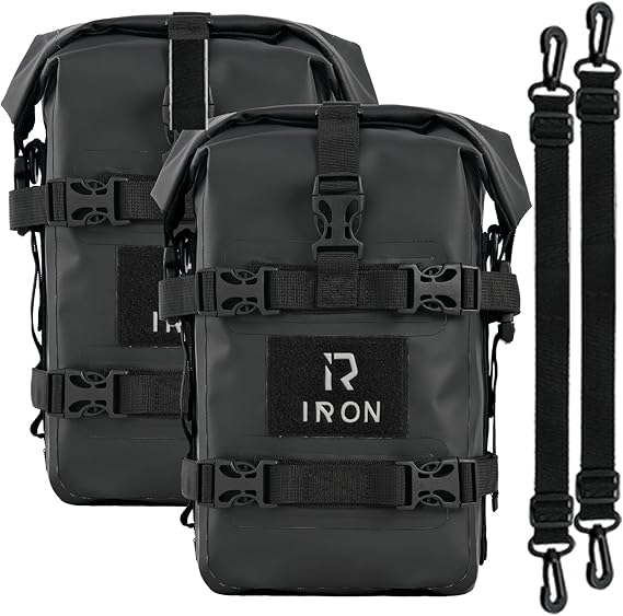 RIDEIRON Motorcycle Side Bag-Waterproof Bumper Bag 5L*2pcs Moto Saddle Bag with Shoulder Strap motorcycle Crash Bar Bags Dry Tail PVC BagTool Carry Ba Travel Hiking