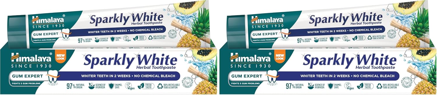 Himalaya Sparkly White Herbal Toothpaste 100 ml (125 g) (Pack of 2)