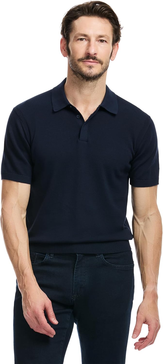 SAKS Fifth Avenue Men's Short Sleeve Rib Knit Sweater Polo