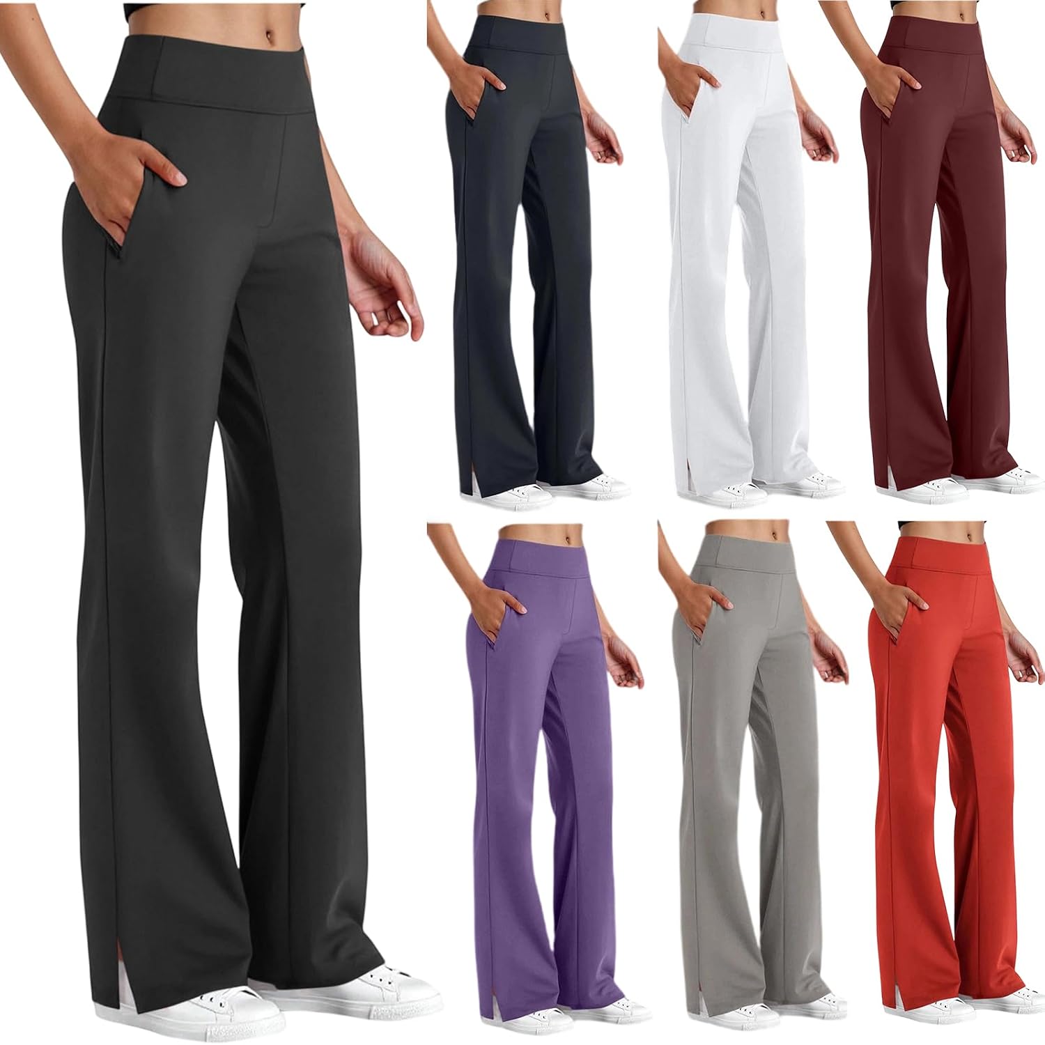 Womens Wide Leg Yoga Pants Casual Fashion Sweatpants High Waist Comfy Loose Trousers with Pockets