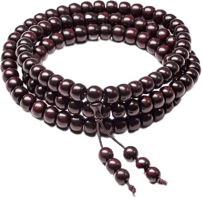 108 Mala Beads Bracelet, Buddha Red Sandalwood Bracelet