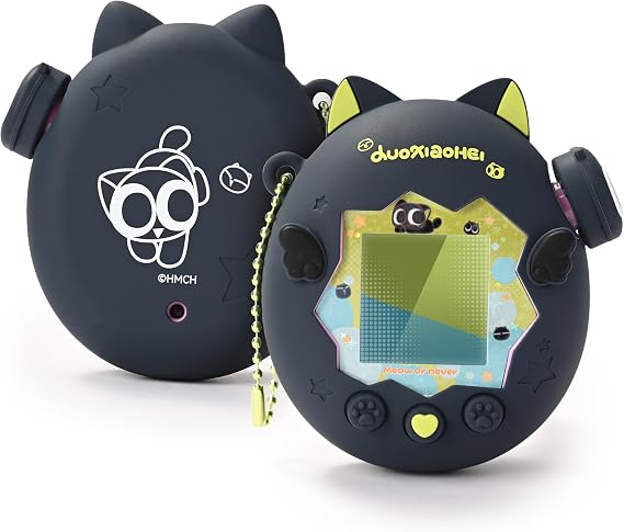GeekShare Silicone Case Compatible with Tamagotchi Paradise, Soft Protective Cover, with Button Caps, Bead Chain Lanyard & Stickers, Anti-Scratch Skin, Comfort Grip Set (Luo Xiaohei)