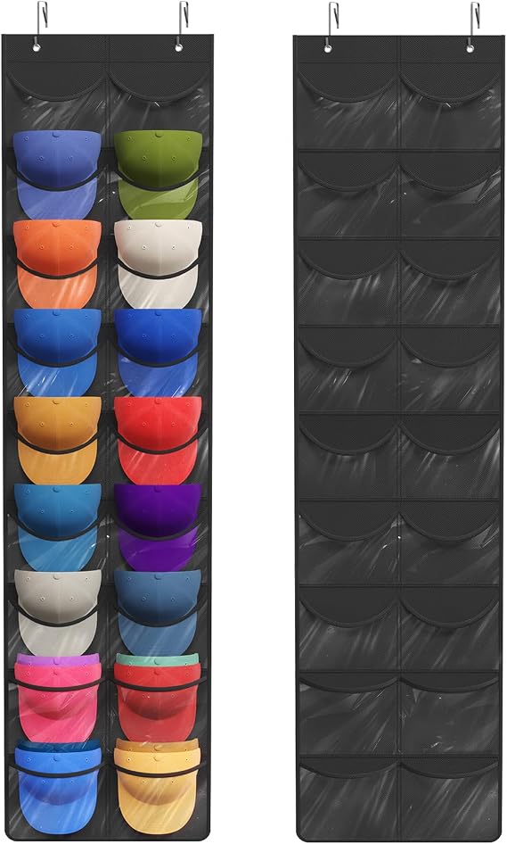 Lifewit Over the Door Baseball Cap Organizer, 18 Clear Deep Pockets,1 Pack