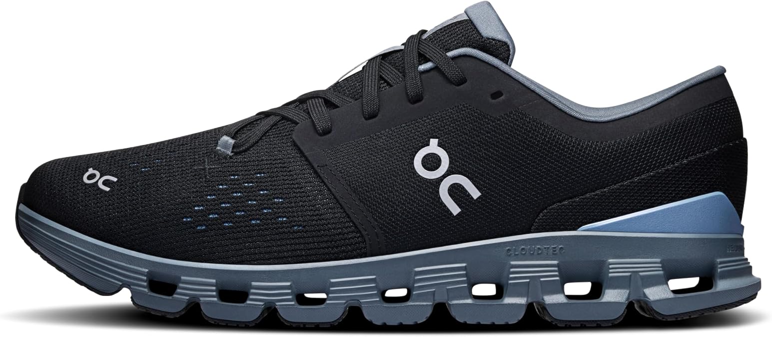 On Men's Cloud X 4 Sneaker, Black/Chambray, 7.5 UK