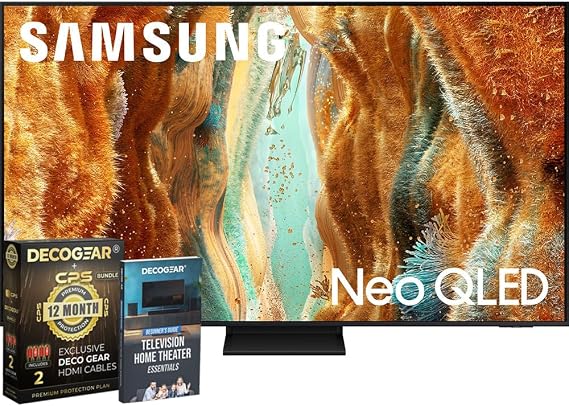 Samsung 65" Neo QLED 4K QN70F Smart TV (2025) Vision AI, Motion Xcelerator 144Hz, HDR10+ Bundle with CPS Exclusive 1-Year Protection & Deco Gear Complete Home Theater Beginner's Guidebook