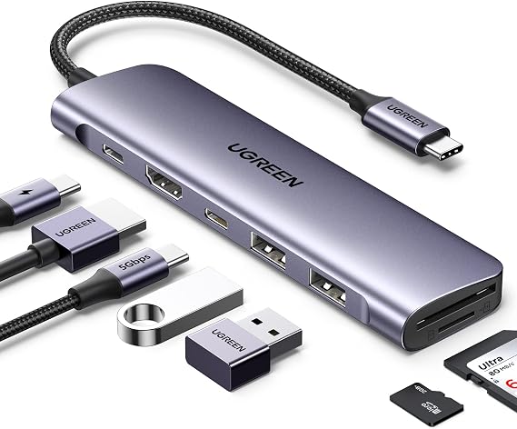 Ugreen USB C to 4K HDMI 100W PD 2xUSB-A SD Micro SD Kart Okuyucu Dönüştürücü Çoklayıcı Hub