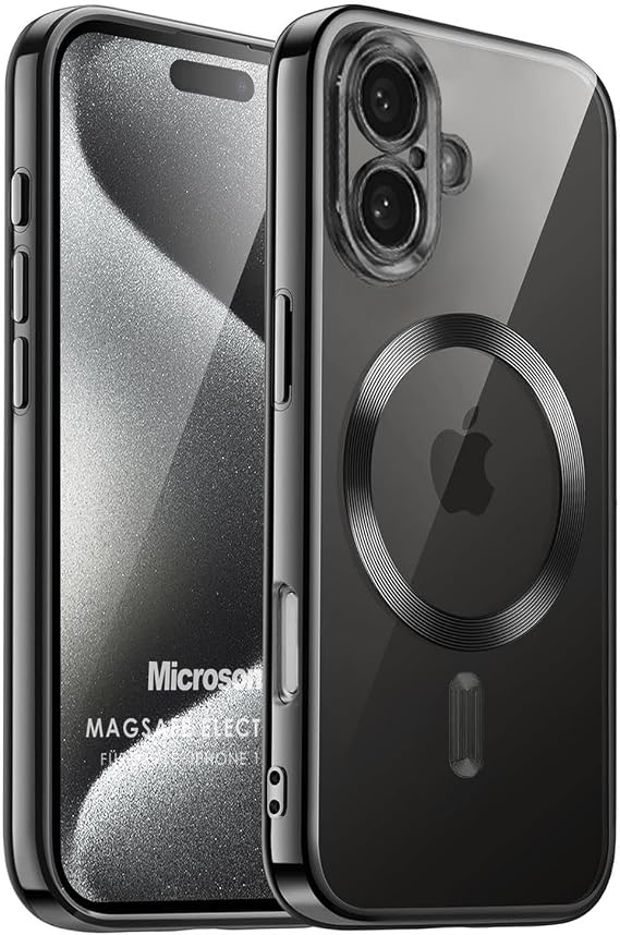 Microsonic Apple iPhone 16 Plus Kılıf MagSafe Luxury Electroplate Siyah [iPhone 16 Plus ile Uyumlu Kılıf - Siyah]